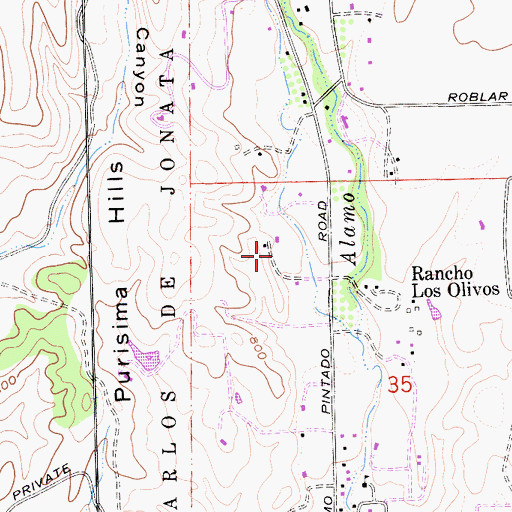 Topographic Map of Blackjack Ranch, CA