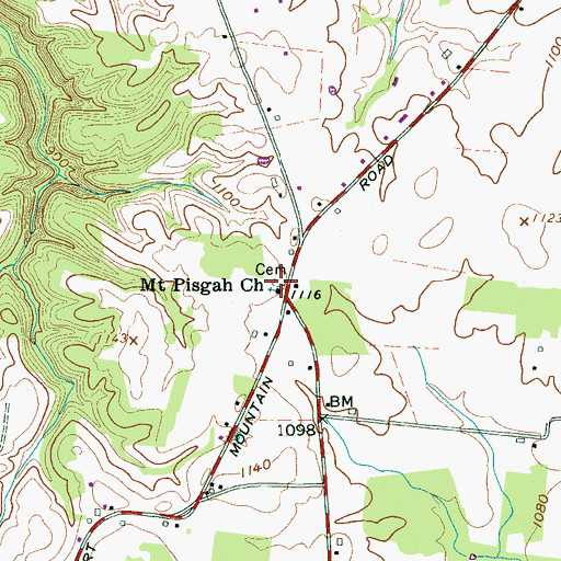Topographic Map of Pisgah Baptist Church Cemetery, TN