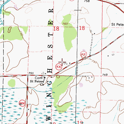 Topographic Map of Engelwood Farms, WI