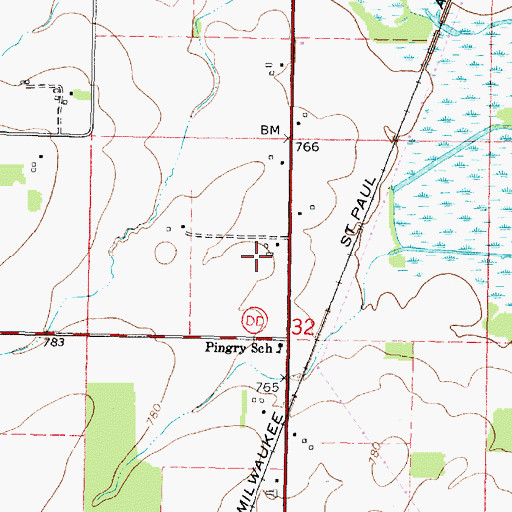 Topographic Map of Sleepy Hollow Farm, WI