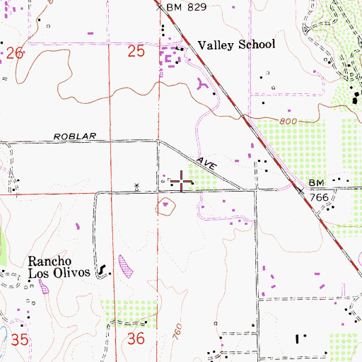 Topographic Map of Quacken Farms, CA