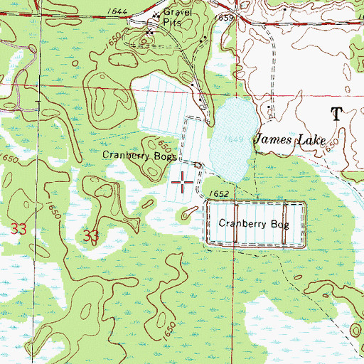 Topographic Map of James Lake Farms, WI