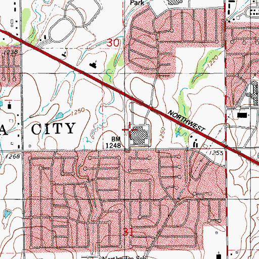 Topographic Map of Central State Beauty and Wellness College, OK