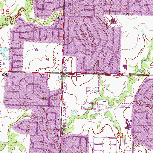 Topographic Map of Council Oaks Learning Campus School, OK