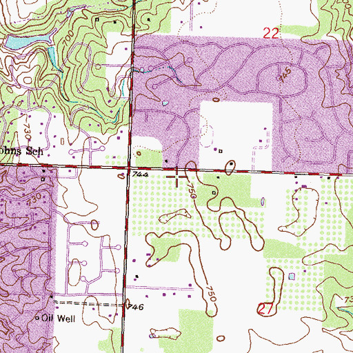 Topographic Map of Town and Country School, OK