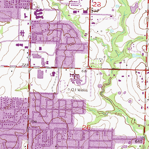 Topographic Map of Broken Arrow South Intermediate High School, OK