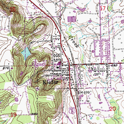 Topographic Map of Kiefer Elementary School, OK