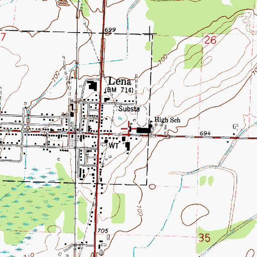 Topographic Map of Lena Elementary School, WI