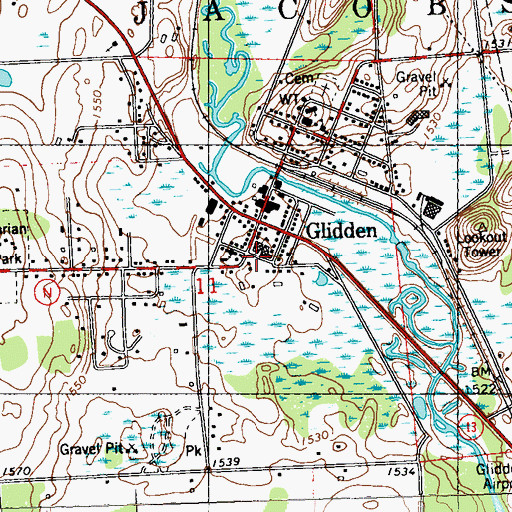 Topographic Map of Chequamegon Middle School, WI