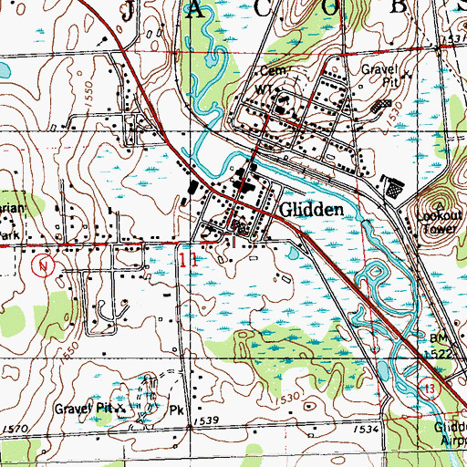 Topographic Map of Glidden Class Act Charter School, WI