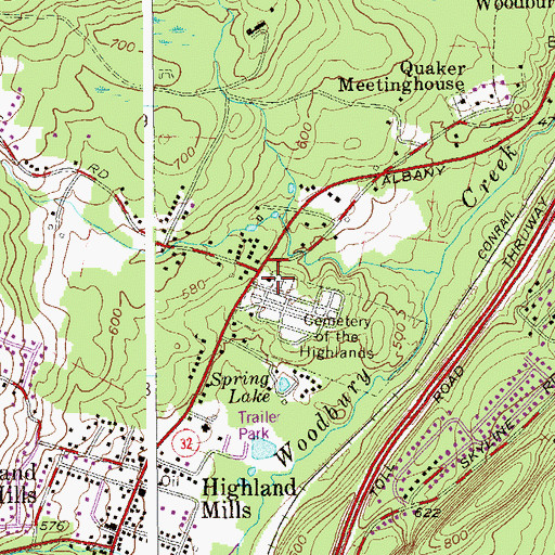 Topographic Map of Highland Mills Methodist Church, NY