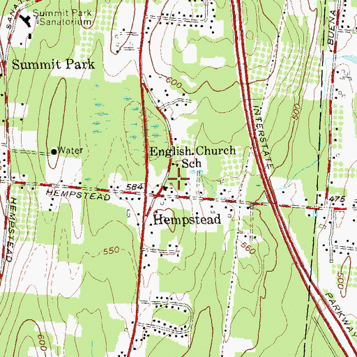 Topographic Map of New Hempstead Presbyterian Church, NY