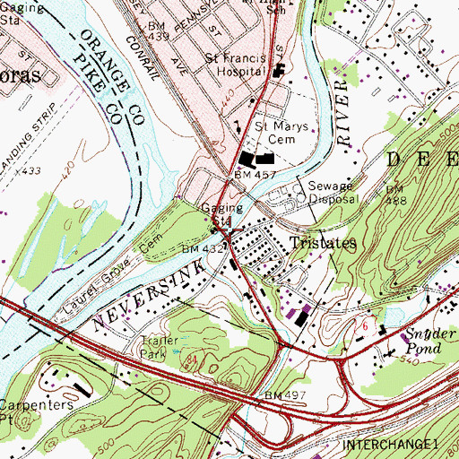 Topographic Map of Neversink River Bridge, NY