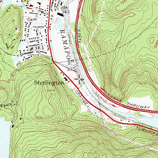 Topographic Map of Ramapo Rest Area, NY
