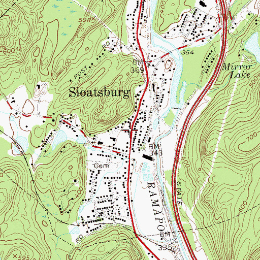 Topographic Map of Sloatsburg Public Library, NY