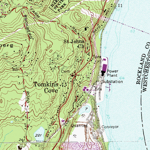 Topographic Map of Tomkins Cove Public Library, NY