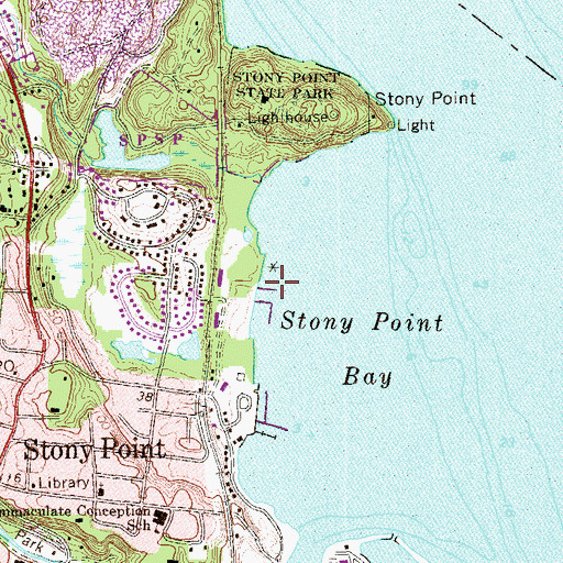 Topographic Map of Stony Point Bay Marina and Yacht Club, NY