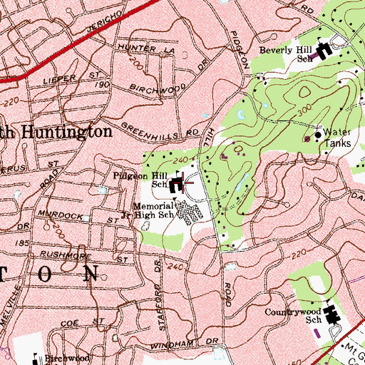 Topographic Map of South Huntington Public Library, NY
