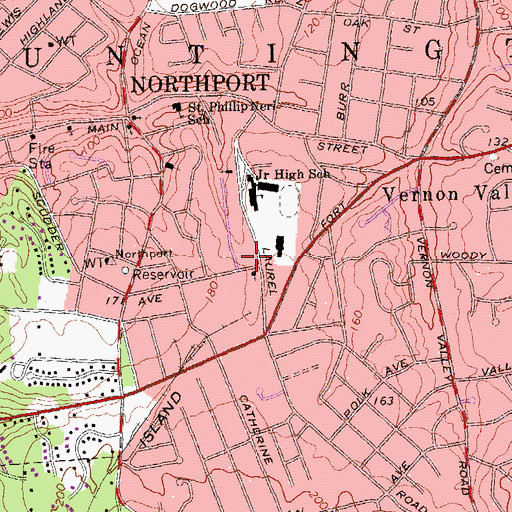 Topographic Map of Northport - East Northport Public Library, NY