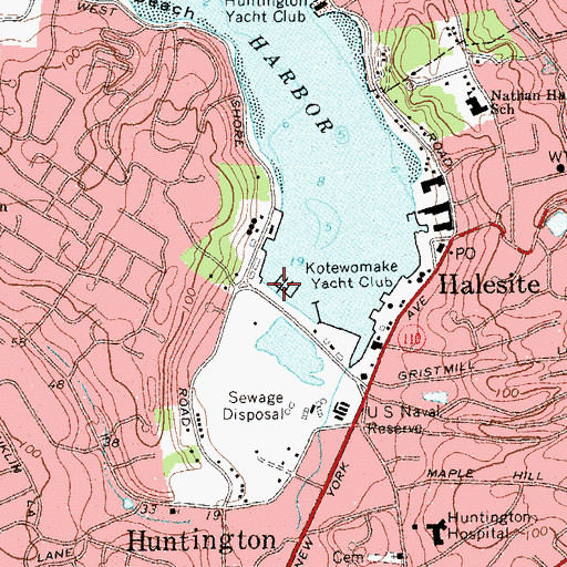 Topographic Map of Mill Dam Marina and Ramps, NY