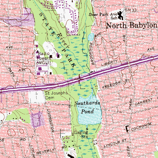 Topographic Map of Carlls River Bridge, NY