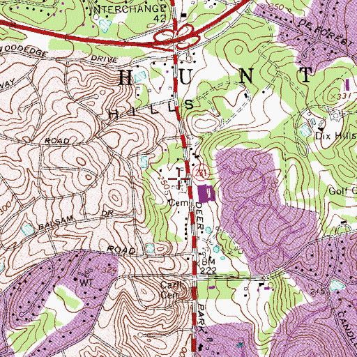 Topographic Map of Sunrise of Dix Hills, NY