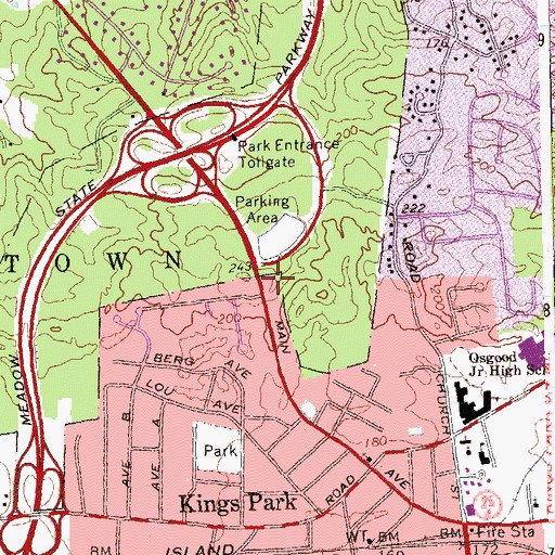 Topographic Map of Kings Park Adult Home, NY