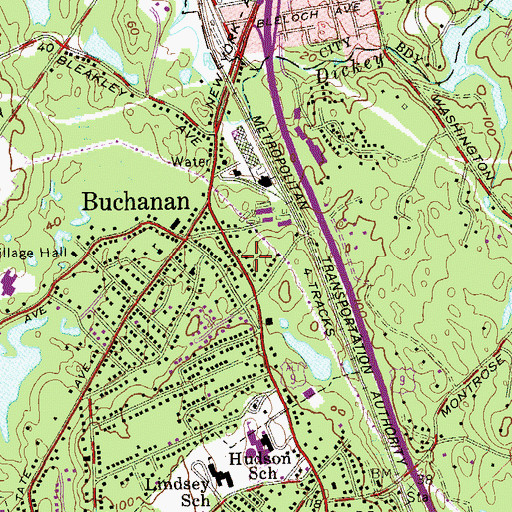 Topographic Map of Buchanan Fire Department, NY