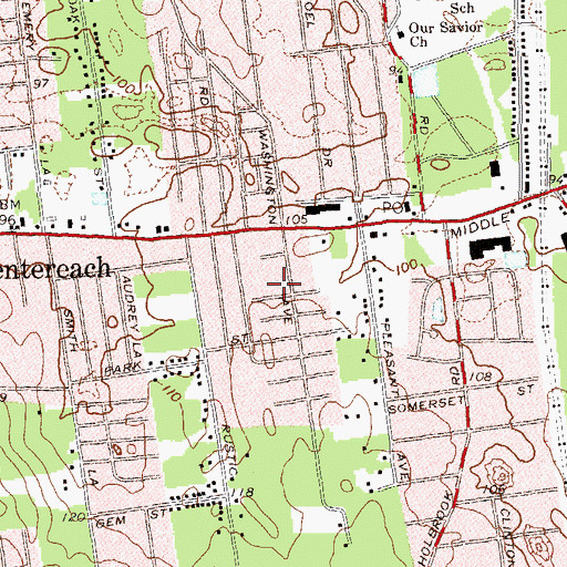 Topographic Map of Centereach Fire Department, NY