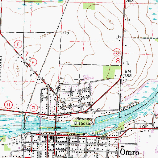 Topographic Map of Omro Middle School, WI