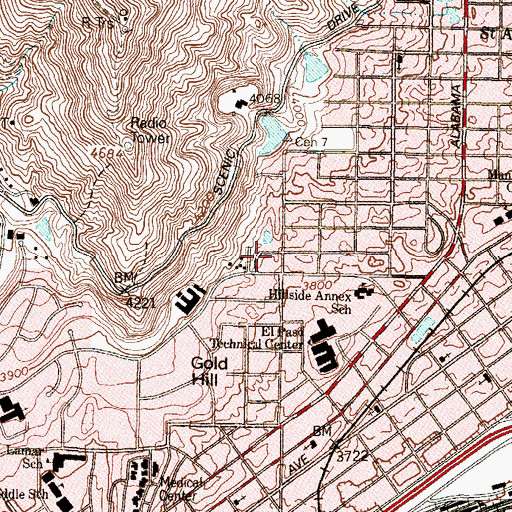 Topographic Map of El Paso Long Term Acute Care Hospital, TX