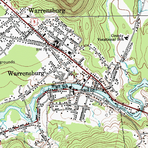 Topographic Map of Warrensburg Volunteer Fire Company, NY