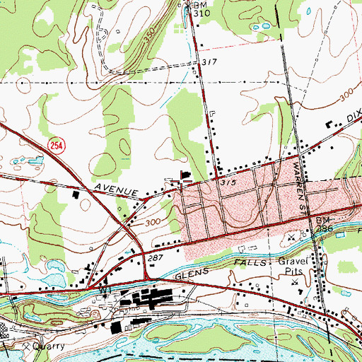 Topographic Map of South Queensbury Volunteer Fire Company, NY