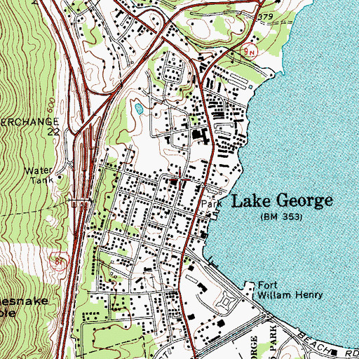 Topographic Map of Lake George Volunteer Fire Department, NY