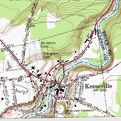 Topographic Map of Keeseville Vol. Fire Dept., NY