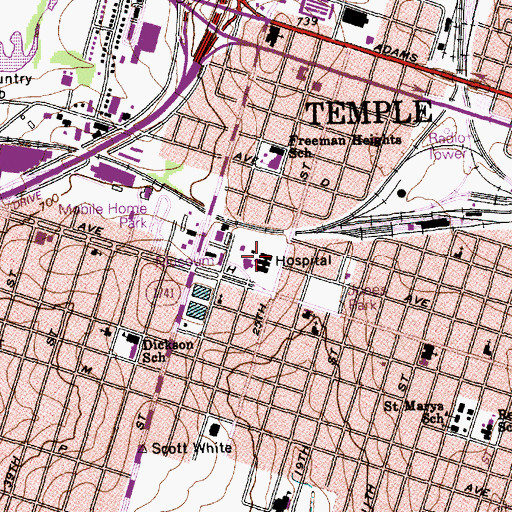 Topographic Map of Santa Fe Hospital, TX