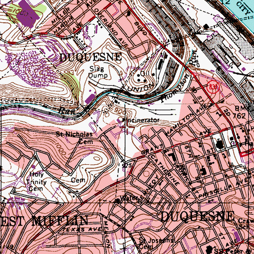 Topographic Map of Duquesne Emergency Medical Services Station 565, PA