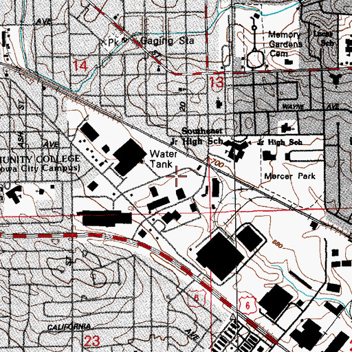 Topographic Map of Elizabeth Tate High School, IA