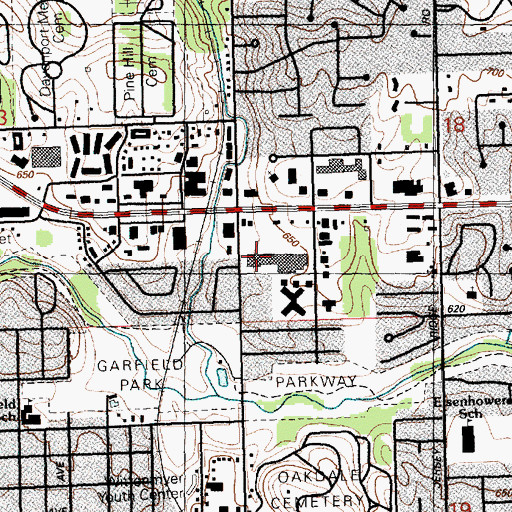 Topographic Map of Kaplan University - Davenport, IA