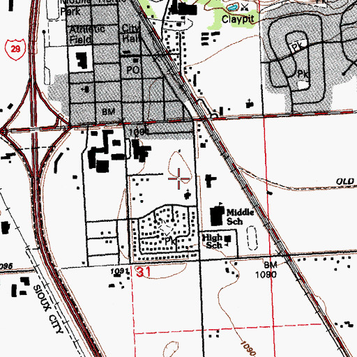 Topographic Map of Sergeant Bluff - Luton Elementary School, IA