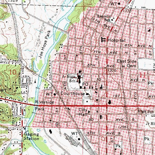 Topographic Map of Roosevelt Elementary School, IA
