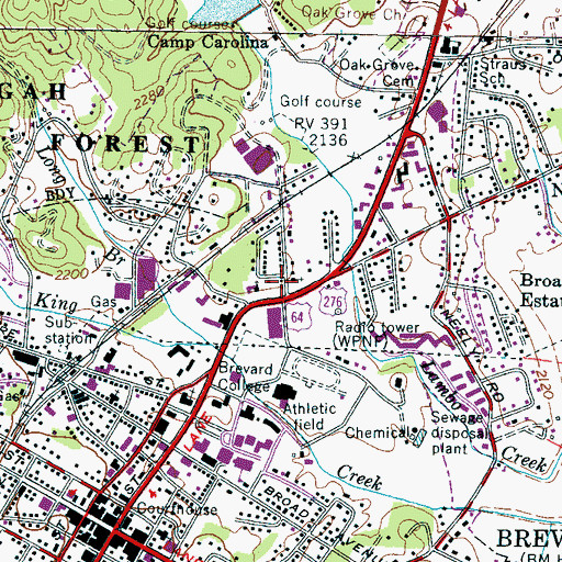 Topographic Map of Brevard Rescue Squad, NC