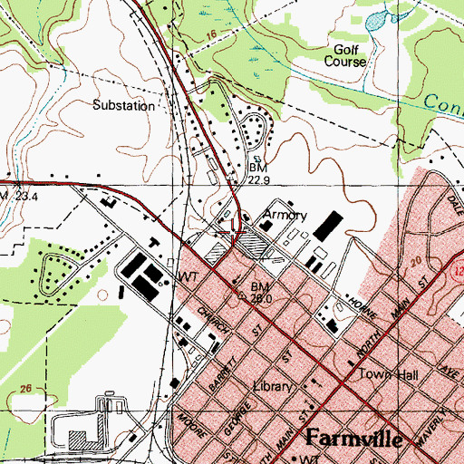 Topographic Map of Farmville Emergency Medical Services, NC