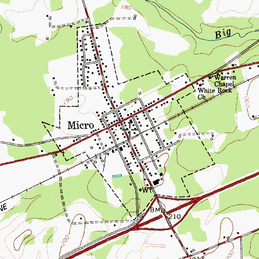 Topographic Map of Johnston County Emergency Medical Services - Micro, NC