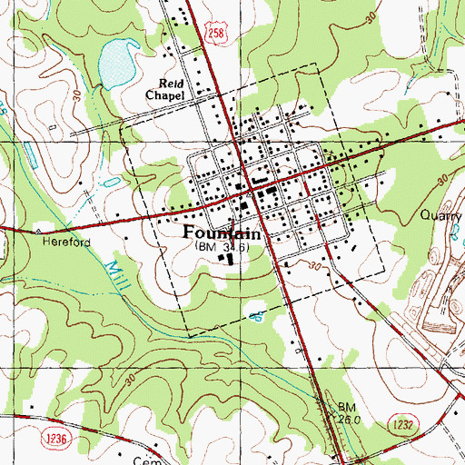 Topographic Map of Fountain Emergency Medical Services, NC