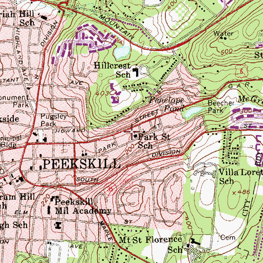 Topographic Map of Peekskill Community Volunteer Ambulance Corps, NY