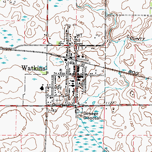 Topographic Map of Watkins Ambulance Service, MN