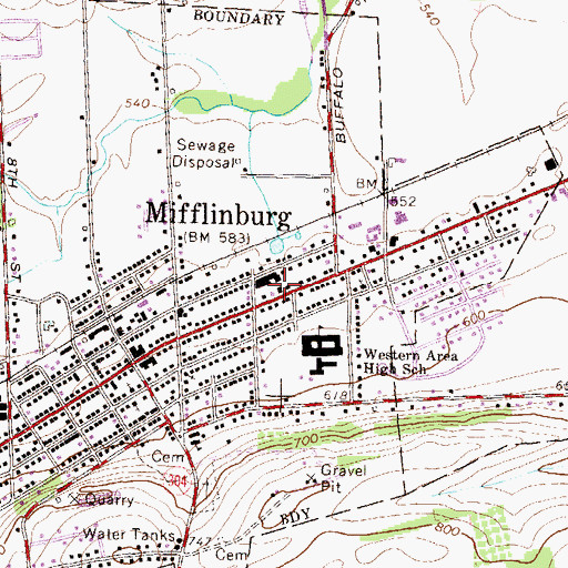 Topographic Map of Mifflinburg Community Ambulance, PA