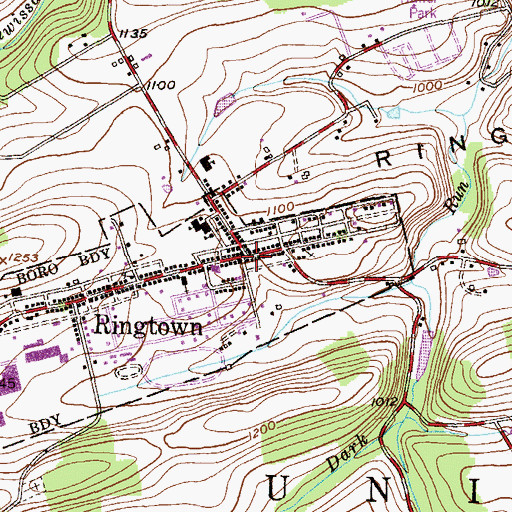 Topographic Map of Ringtown Community Ambulance, PA