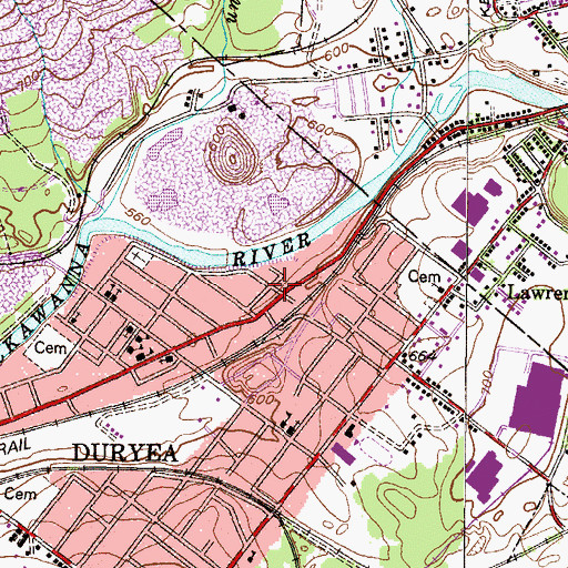 Topographic Map of Duryea Ambulance and Rescue, PA